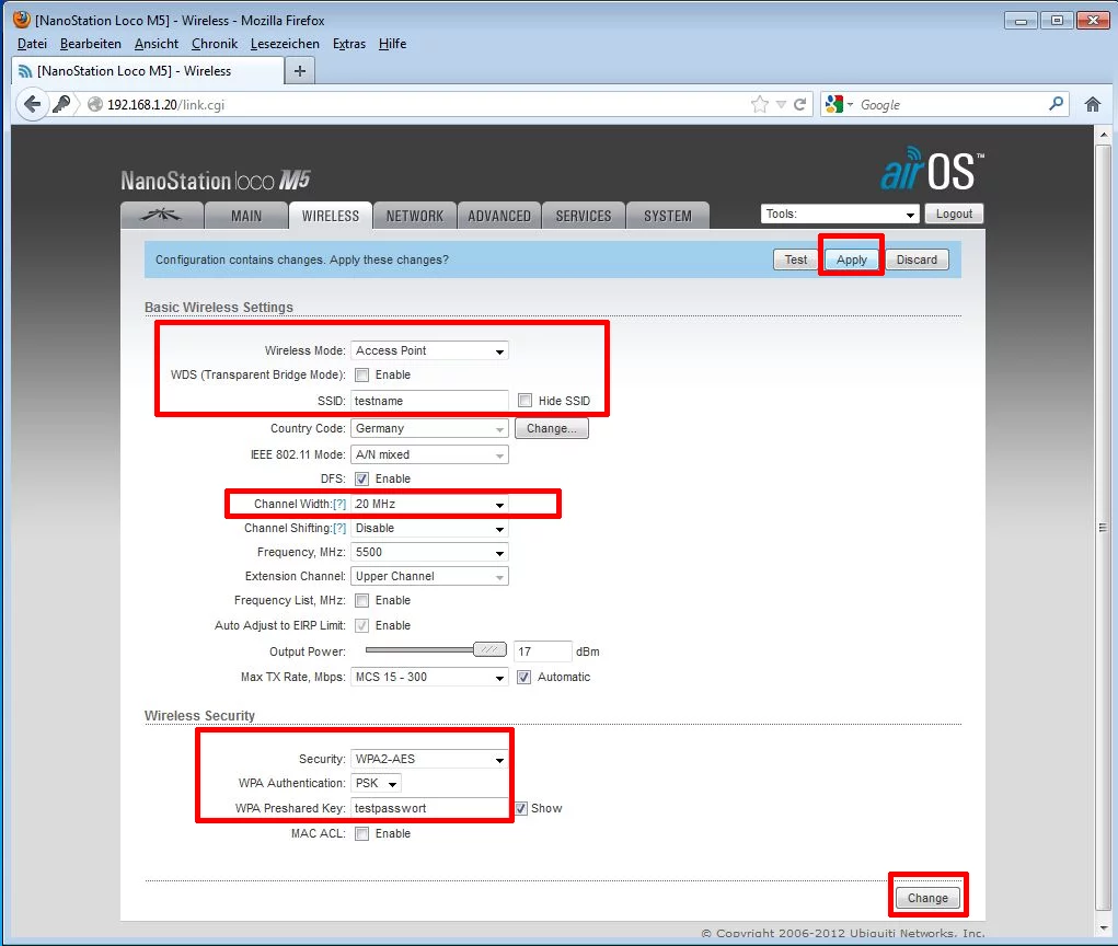 Ubiquiti PicoStation / Rocket als AccessPoint - Schritt 8