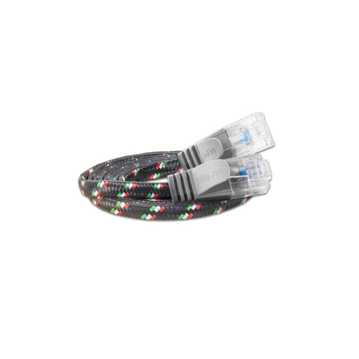 Justslim CAT.6 network cable / patch cable - TOUGH, UTP, 2 x RJ45, nylon, gray, 2.0m