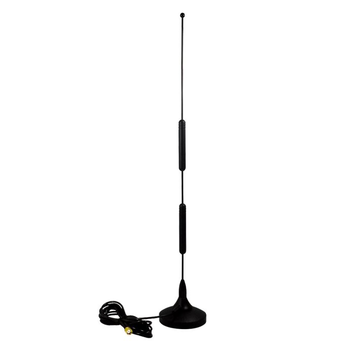 GSM / UMTS / LTE omnidirectional antenna with 12dBi power gain, magnetic base with 2.5m cable and SMA connector