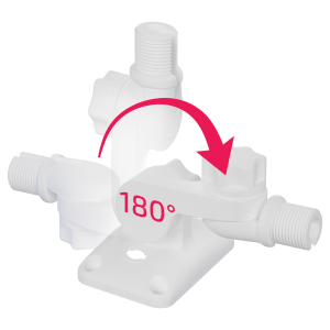 TravelConnector 3DK - 3D Kipphalter mit 2 x 180° Gelenk, 1" UNS Außengewinde