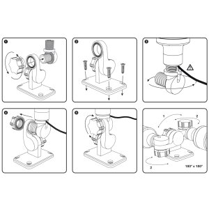 TravelConnector 3DK - 3D Kipphalter mit 2 x 180° Gelenk, 1" UNS Außengewinde