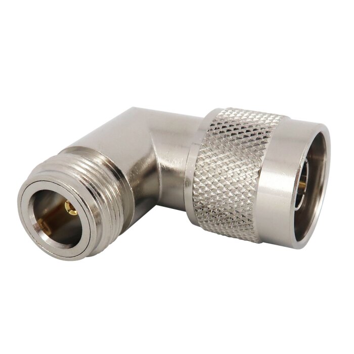 Coaxial adapter N male to N female with 90° angle