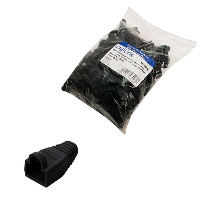 LogiLink MP0006 RJ45 Strain Relief Boot black 100-pack