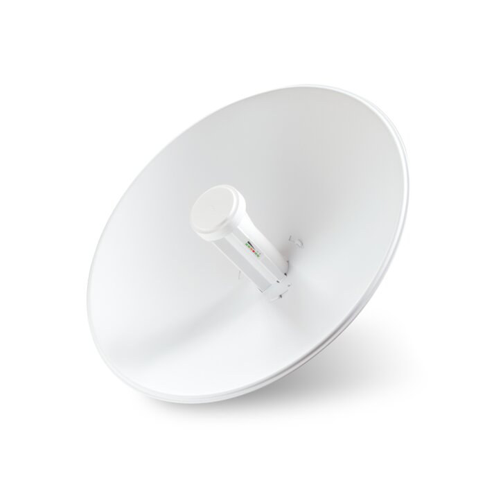 Ubiquiti PowerBeam M2-400 CPE mit 18 dBi Antennengewinn in der Frontalansicht.