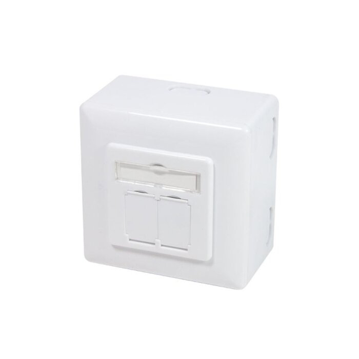 Logilink NP0039 Netzwerkdose zur Aufputz- Montage mit 2 x RJ45 Ports - Signalweiß