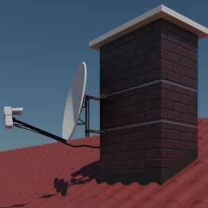 Anwendungsbeispiel an einem Schornstein mit einer Satelliten-Schüssel