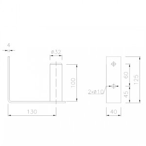 Konstruktionszeichnung der 15cm x 10cm Antennenhalterung