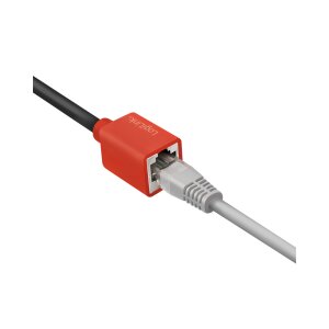 The network cable is connected to the adapter