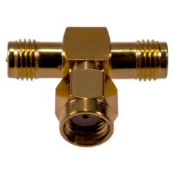 Koaxial Adapter / T-Stück RP-SMA Stecker auf 2 x...