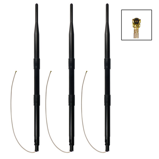 3-Pack FritzBox conversion set with 2.4 GHz WiFi omnidirectional antenna, housing clip, 9dBi