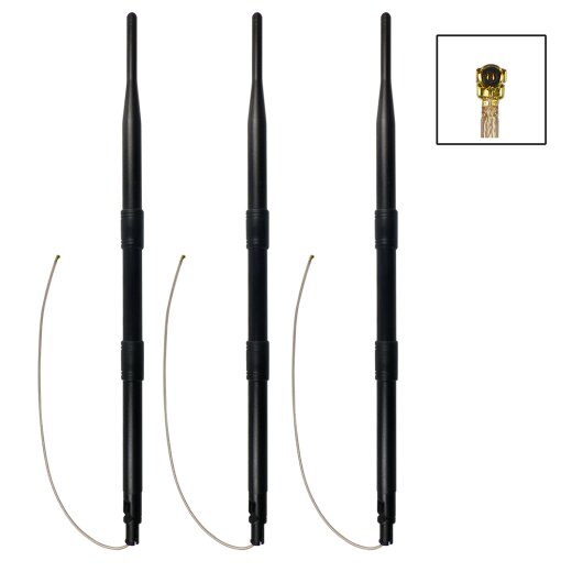 3-Pack FritzBox Umbauset mit 2.4 GHz WLAN Rundstrahlantenne, Gehäuse-Clip, 9dBi