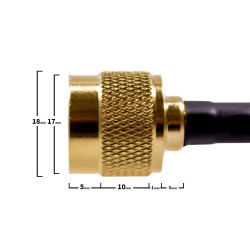 View of the cable and the connector with the name of the connector types