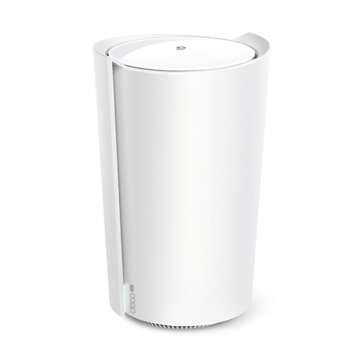 TP-Link Deco X50-5G AX3000 Mesh WiFi Router in white, cylindrical design.