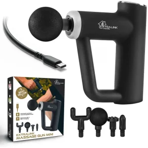 Extralink MSG-03-MINI-BLACK massage gun in black on a...