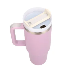 Insulated coffee tumbler with straw and flip-top lid