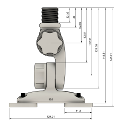 TravelConnector 3DKM - 3D Kipphalter, Magnetfuß, 1" UNS Außengewinde