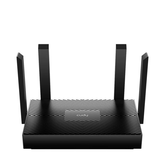 Cudy WR1500 AX1500 Dual-Band Wi-Fi 6 Mesh WiFi Routers in white color with four external Antennas.