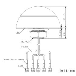 Teltonika PR1KC640 Dachantenne - 5G, LTE, WLAN, GNSS Antenne, IP67, 3m Kabel