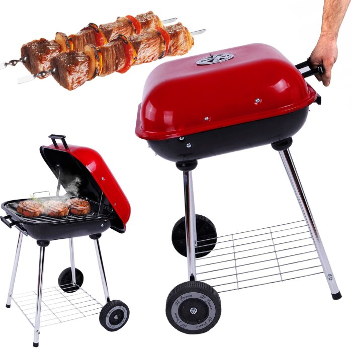 Extralink GL-624 Home | Holzkohlegrill auf Rädern, Edelstahl, Thermometer - Bild 1
