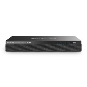 Rückseite des NVR mit 16 PoE+-Ports und...