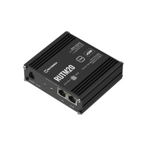 Rückseite des Teltonika RUTM20 mit Dual SIM Slots und Ethernet Ports