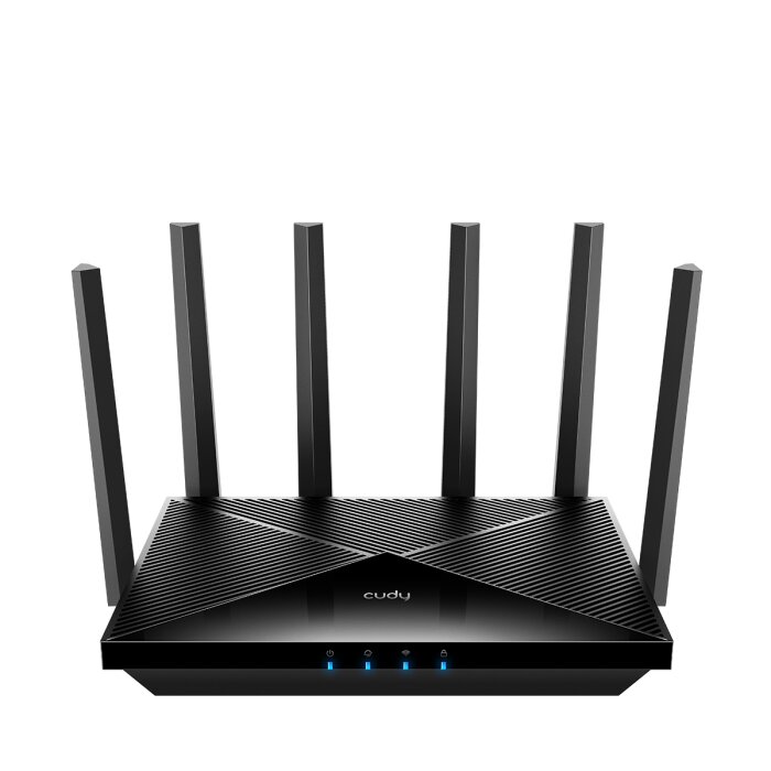 Cudy WR11000 WiFi 7 Tri-Band Router in white casing with six external antennas.