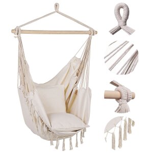 Close-up of Black Forest hammock chairs soft cotton fabric