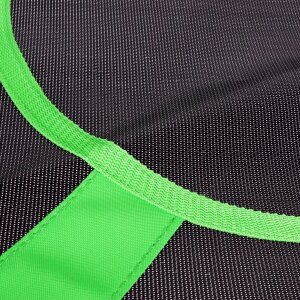 Detailed view of the robust suspension of a round swing with 150 kg load capacity.