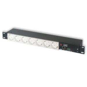 tinycontrol tcPDU mounted in a 19-inch rack with...