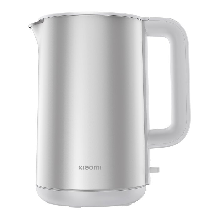 Xiaomi Double Wall Electric Kettle 1.7L in elegantem Silber-Finish auf weißem Hintergrund.
