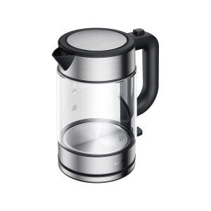 Xiaomi Electric Glass Kettle EU in action, water boiling and LED lighting glowing blue