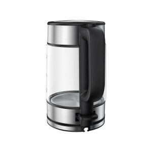 Close-up of the 304 stainless steel heating element and borosilicate glass of the Xiaomi kettle