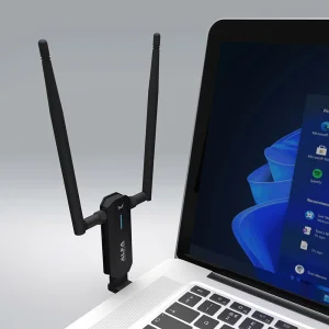ALFA AWUS036AXM USB-Adapter mit 90-Grad L-Stecker und LED-Anzeige
