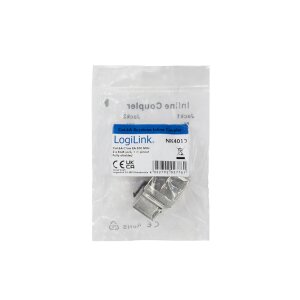 Nahaufnahme der beiden RJ45-Buchsen des LogiLink Keystone Verbinders für eine stabile Signalübertragung.