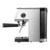 Seitenansicht der schmalen Xiaomi Siebträgermaschine, die ihr platzsparendes Design unter 15 cm Breite zeigt.