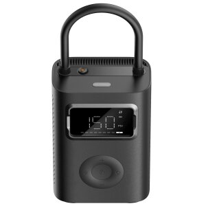 Nahaufnahme des digitalen Displays des Xiaomi Akku-Luftkompressors 2 Pro, das den Zieldruck in Bar anzeigt.