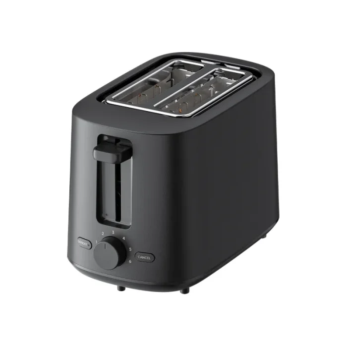 Schwarzer Xiaomi Toaster EU mit zwei Schlitzen auf weißem Hintergrund.