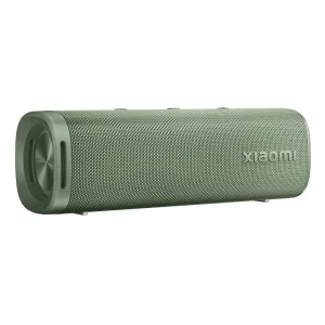 Close-up of the USB-C charging port on the green Xiaomi Sound Outdoor speaker.