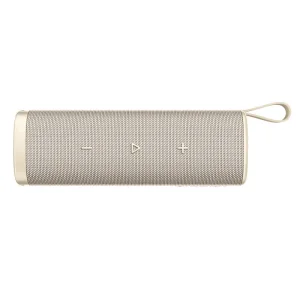 Waterproof Xiaomi Sound Outdoor speaker with IP67 certification lying splash-proof at the edge of a pool.