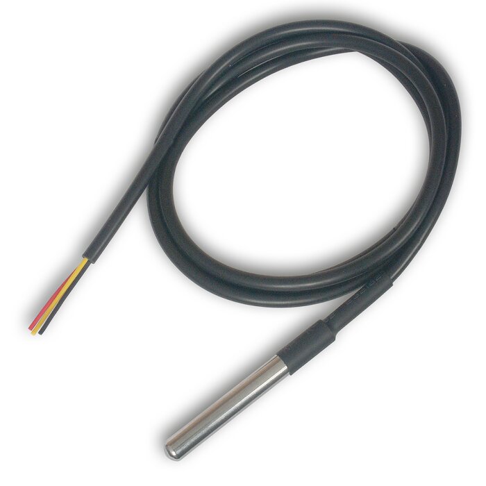 Wasserdichter digitaler Temperatursensor tinycontrol DS18B20 (LANKON-029) mit Edelstahlsonde und 90cm 1-Wire Anschlusskabel.