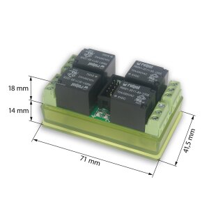 Detailaufnahme der optisch isolierten Eingänge des 4-Kanal Relaismoduls LANKON-094 zum Schutz des LAN Controllers.