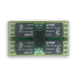 Die vier roten Status-LEDs des Tinycontrol LANKON-094 leuchten und signalisieren den aktiven Zustand der Relais.