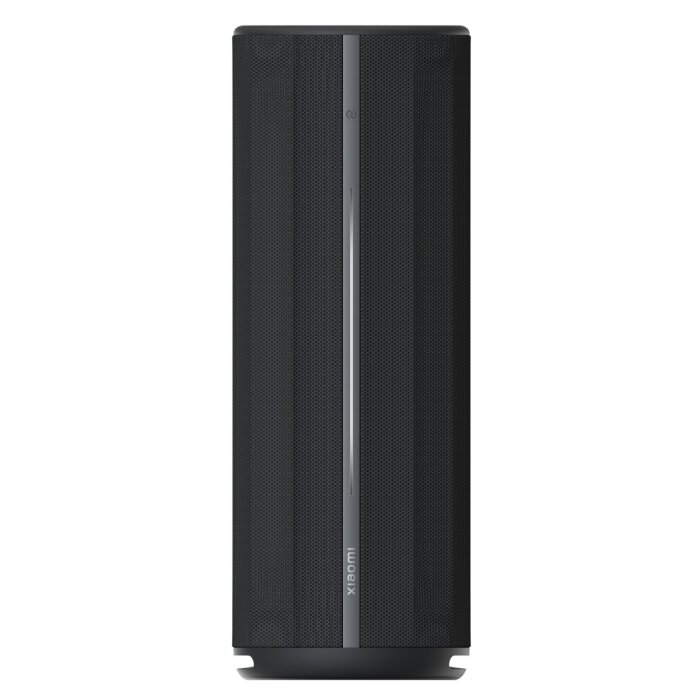 Schwarzer Xiaomi Bluetooth Speaker (40W) mit strapazierfähigem Mesh-Gewebe und sichtbaren Bedienelementen.