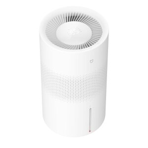 Detailansicht des Top-Displays am Xiaomi Humidifier Pro zeigt die aktuelle Luftfeuchtigkeit.