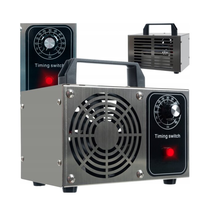 Extralink Ozonator EX.28440 mit 20.000 mg/h Leistung zur professionellen Geruchsentfernung, Frontansicht des Edelstahlgehäuses.