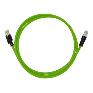 Flexible green PUR cable jacket, oil-resistant and suitable for use in drag chains, enhancing Cabling durability.