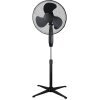Extralink Bryza ESF-40D-BL Standventilator in Schwarz aus einer seitlichen Perspektive, die das schlanke Design und den stabilen Kreuzfuß zeigt.