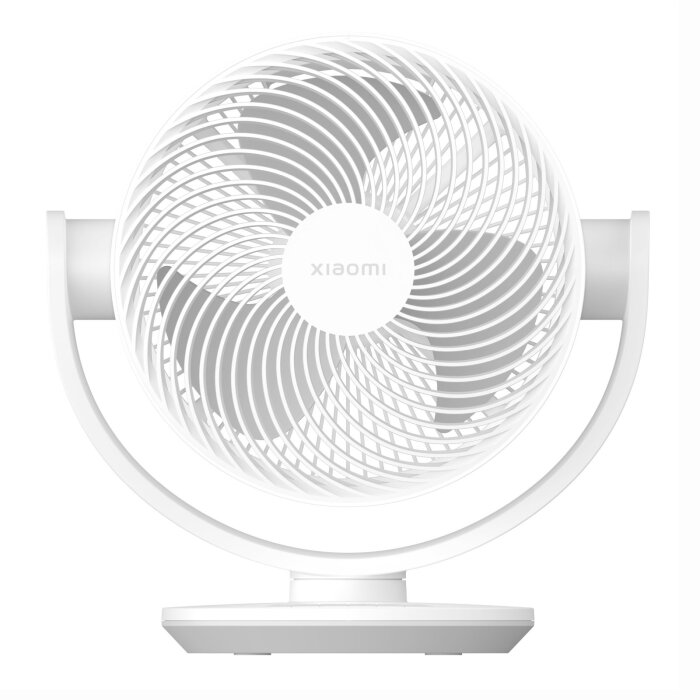 Weißer Xiaomi Smart Desktop Air Circulation Fan EU auf einem Schreibtisch.