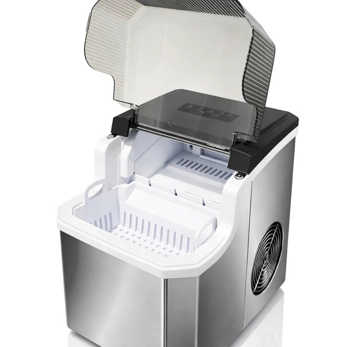 Extralink SmartLife Cube Ice Essential Eisbereiter in Schwarz, ein smarter Eiswürfelbereiter mit App-Steuerung.