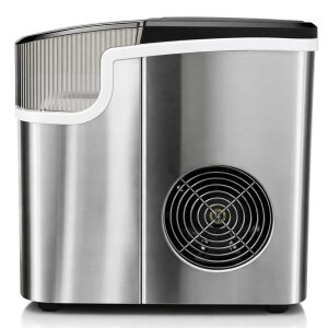 Nahaufnahme des Touch-Bedienfelds des Extralink Eisbereiters mit LED-Anzeigen für Eisgröße und WLAN-Status.